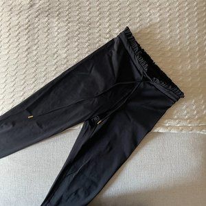 Celestine Lace-up Ruffle Leggings in Black